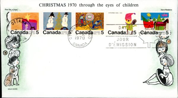 Canada FDC#523a - Christmas (1970) 5 x 5¢
