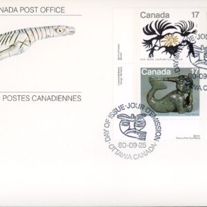Canada OFDC#867a - Inuit-Spirits (1980) 2 x 17¢ (PLATE BLOCK)