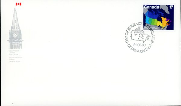 Canada OFDC#893 - 1949 Map of Canada (1981) 17¢