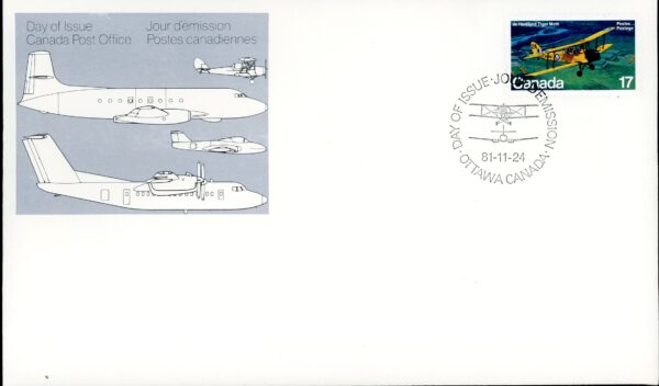 Canada OFDC#904 - De Havilland Tiger Moth (1981) 17¢