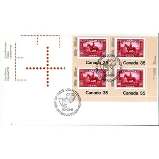 Canada OFDC#911 - RCMP Constable (No. 223) (1982) 35¢ PLATE BLOCK