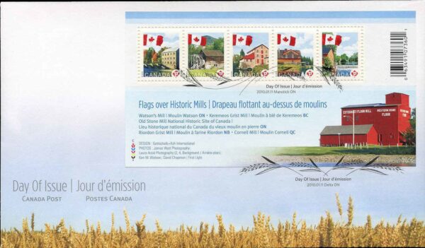 Canada OFDC#2350 - Permanent Flag over Mills (2010) 5 x (P)