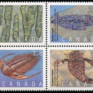 Canada Stamp #1282a - Prehistoric life in Canada-1 (1990) 4 x 39¢