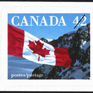 Canada Stamp #1388 - Flag over Mountains (1992) 42¢