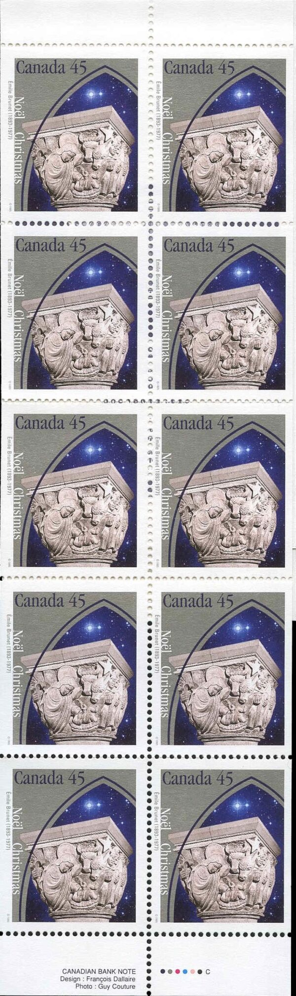 Canada Stamp BOOKLET #BK187 - #1585a - The Nativity (1995) 10 x 45¢ - Image 3