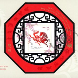 Canada OFDC#1934 - Horse and Chinese Symbol (2002) $1.25Souvenir Sheet of 1