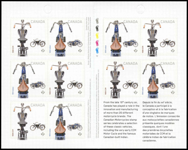 Canada Stamp BOOKLET#2648a (BK540) - Motorcycles (2013) 10 x P (63¢) - Image 2