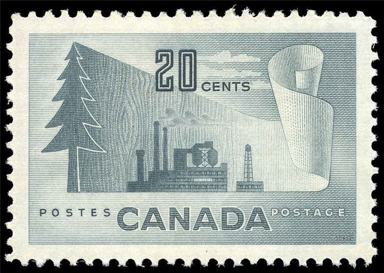 Canada Stamp #316 - Paper Mill (1952) 20¢ - Image 2