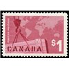 Canada Stamp #411i - Crane and Map (1963) $1 Low Fluorescence - Image 2