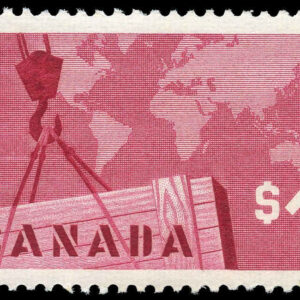 Canada Stamp #411i - Crane and Map (1963) $1 Low Fluorescence