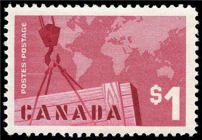 Canada Stamp #411 - Crane and Map (1963) $1