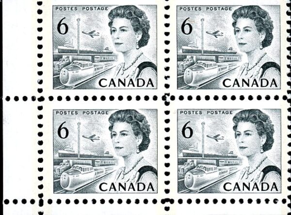 Canada Stamp #460fp-ii - Queen Elizabeth II & Transportation (1972) 6¢ Die Ia, GT2 (4mm), LF/fl