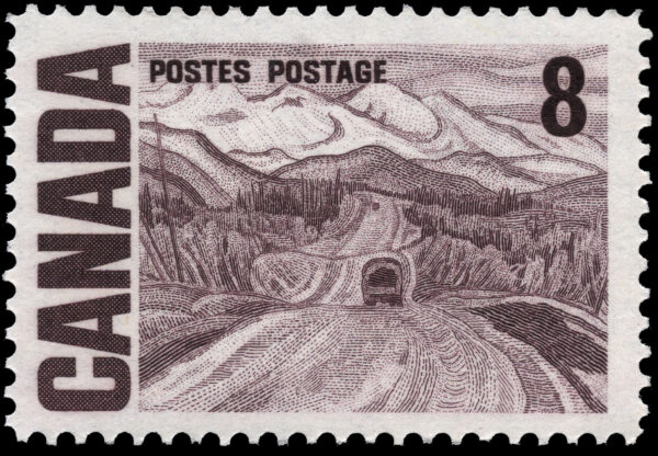 Canada Stamp #461ii - Alaska Highway, by A.Y. Jackson (1971) 8¢
