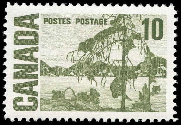 Canada Stamp #462iii - Jack Pine, by Tom Thompson (1967) 10¢ HB
