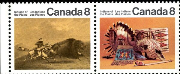 Canada Stamp #563aii - Plains Indians (1972) 2x8¢ Se-tenant pair HB/HB (562ii, 563ii)