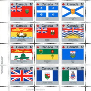 Canada PB#832a - Provincial and Territorial Flags (1979) 12 x 17¢ Pane of 12