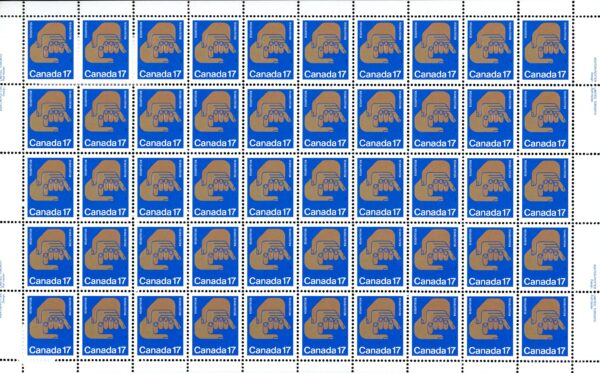 Canada SHEET#856 - Helping Hands (1980) 17¢ W/PLATE BLOCKS