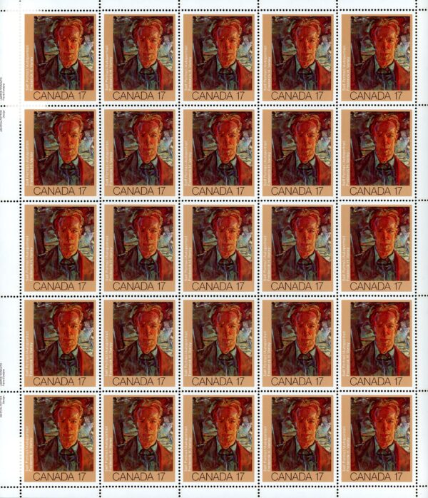 Canada SHEET#888i - Self Portrait (1981) 17¢ W/PLATE BLOCKS (DULL)