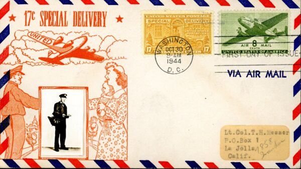 US FDC Special Delivery #E18 - Postman and Motorcycle (1944)