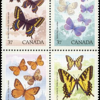 Canada Stamp #1213a - Butterflies (1988) 4 x 37¢ Se-tenant block (1210-1213)