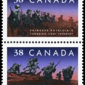 Canada Stamp #1250a - Canadian Infantry Regiments (1989) 2 x 38¢ Vertical se-tenant pair (1249, 1250)