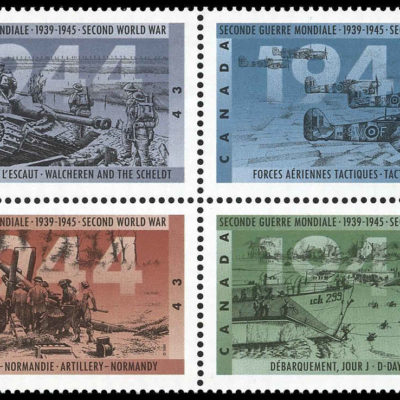 Canada Stamp #1540a - Second World War-1944 (1994) 4 x 43¢ Se-tenant block (1537-1540), MF