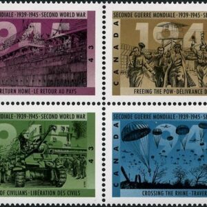 Canada Stamp #1544a - Second World War-1945 (1995) 4 x 43¢ Se-tenant block (1541-1544), LF