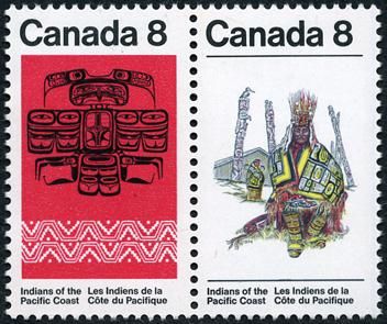 Canada Stamp #573a - Pacific Coast Indians (1974) 2 x 8¢