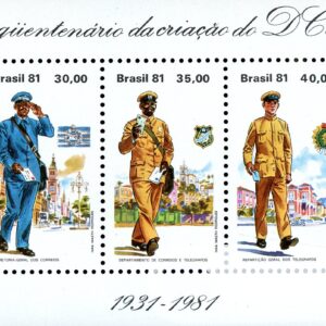 Brazil Stamp #Sc1733 (1981) S-Sheet of 3, Dept. of Posts & Telegraphs