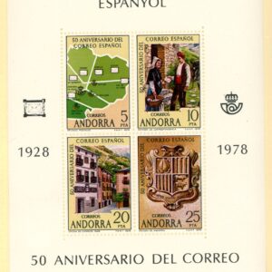 Andorra - S#102 - SS 5p, 10p, 20p, 25p (1978) Spanish postal service in Andorra 50th ann.