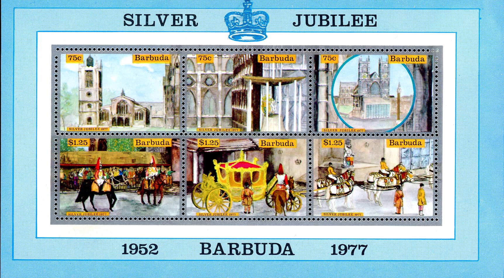 Barbuda Sc#265 (1977) - S/Sheet - Coronation of Queen Elizabeth II