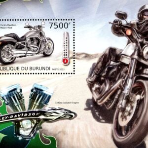 Burundi Stamp Sc#1280 (2012) - S/Sheet of 1 - Harley Davidson Motorcycle