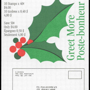 Canada Stamp Booklet - #BK186 (1995) $4.0