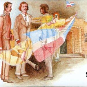Dominican Republic Stamp Sc#1157 - 1994 - Three men, angel Carry Musket, Flag