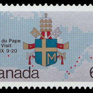 Canada Stamp #1031 - Papal coat-of-arms and map (1984) 64¢