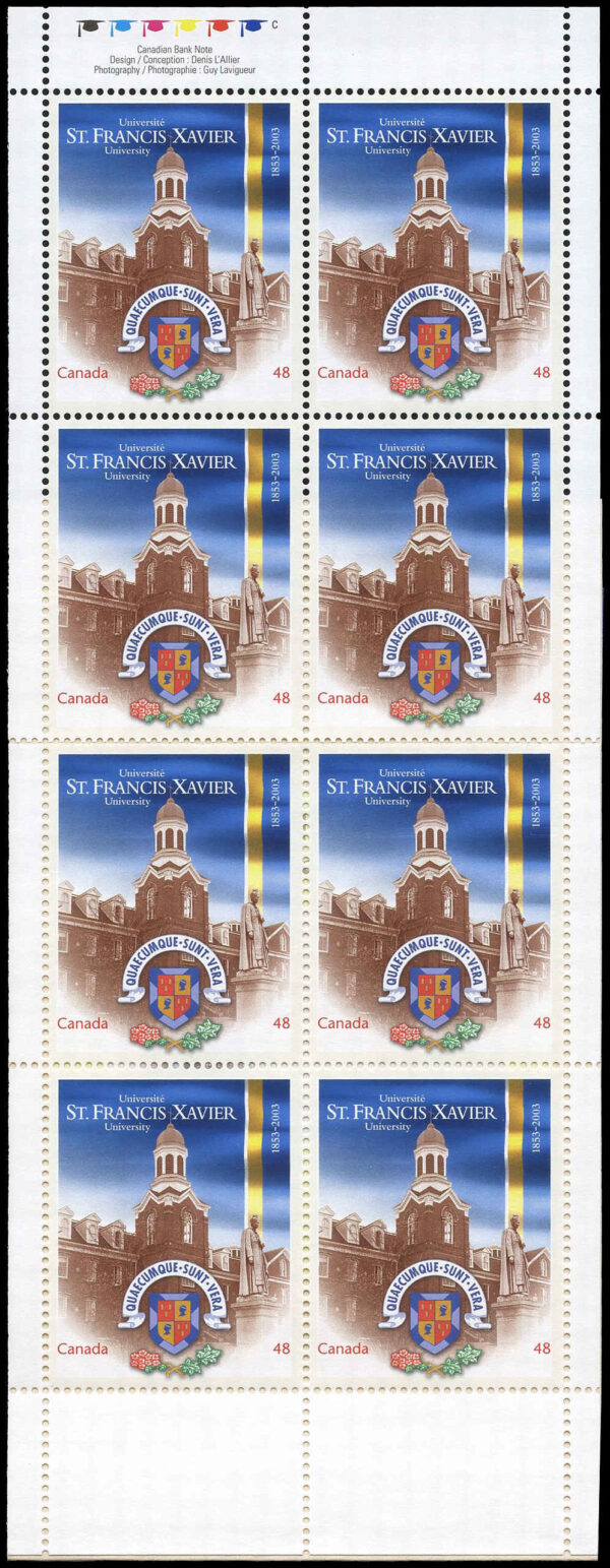 Canada Stamp Booklet - #BK269 St. Francis Xavier University (2003) 8 x 48¢ - Image 2