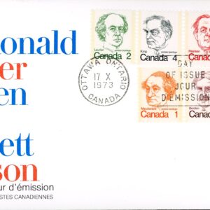 Canada OFDC#586-93 - Caricature Definitives (1973) 1¢, 2¢, 3¢, 4¢, 5¢, 6¢, 8¢, Series of 7