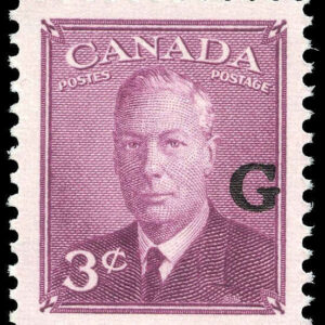 Canada Stamp - Official #O18 - King George VI, Postes-Postage (1950) 3¢ Overprinted G