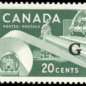 Canada Stamp - Official #O45 - Paper Industry (1956) 20¢ Overprinted G (MH)