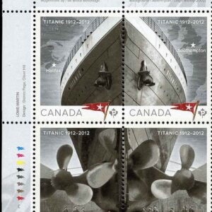 Canada Stamp SHEET#2534a - Titanic (2012) 4 x P (61¢) Se-tenant block of 4 stamps