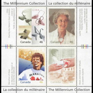 Canada Stamp #1824 - Hearts of Gold (2000) 4 x 46¢ Pane of 4