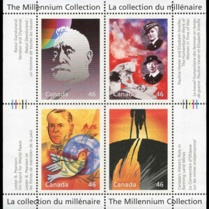 Canada Stamp #1825 - Humanitarians and Peacekeepers (2000) 4 x 46¢ Pane of 4