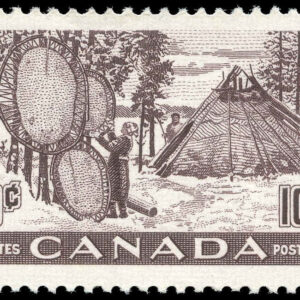 Canada Stamp #301 - Drying Skins (1950) 10¢