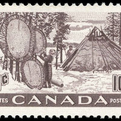 Canada Stamp #301 - Drying Skins (1950) 10¢