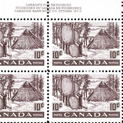 Canada Stamp PB#301 - Drying Skins (1950) 10¢