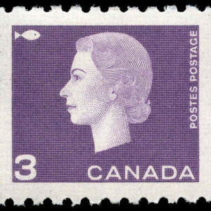 Canada Stamp #407 - Queen Elizabeth II (1963) 3¢ --F--