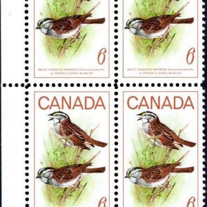 Canada Stamp PB#496i - White-Throated Sparrow (1969) 6¢ "flycatcher" variety