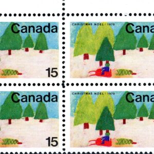 Canada Stamp PB#530 - Snowmobile and Trees (1970) 15¢