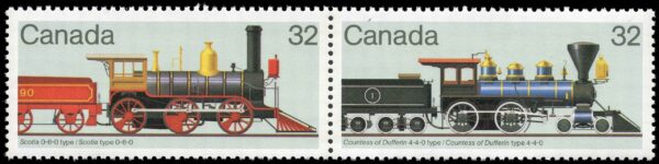 Canada Stamp #1037a - Canadian Locomotives (1860-1905)-2 (1984) 2 x 32¢ Se-tenant pair (1036, 1037)
