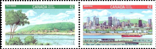 Canada Stamp #1405a - Canada 92 (1992) 2 x 42¢ Se-tenant pair (1404, 1405)